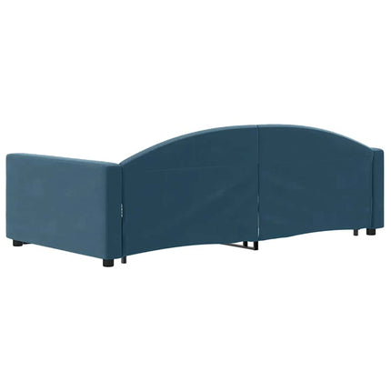 daybed med udtræk og skuffer 90x200 cm velour blå