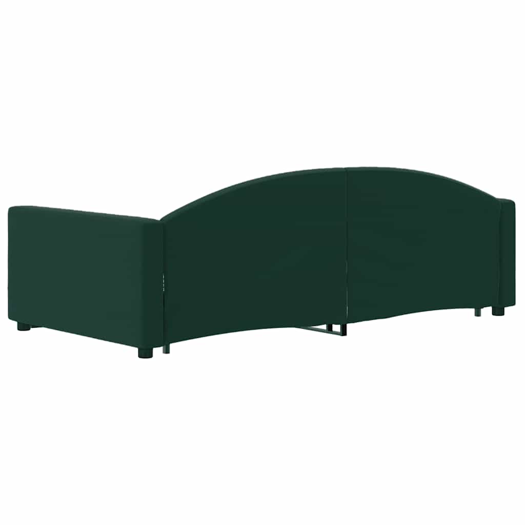 daybed med udtræk og skuffer 90x200 cm velour mørkegrøn