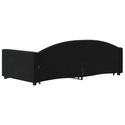daybed med udtræk og skuffer 90x200 cm velour sort