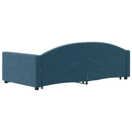 daybed med udtræk og skuffer 100x200 cm velour blå