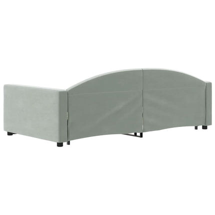 daybed med udtræk og skuffer 100x200 cm velour lysegrå