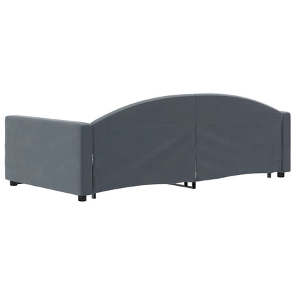 daybed med udtræk og skuffer 100x200 cm velour mørkegrå