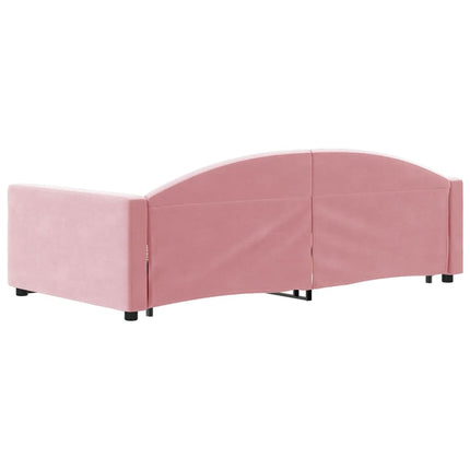 daybed med udtræk og skuffer 100x200 cm velour lyserød
