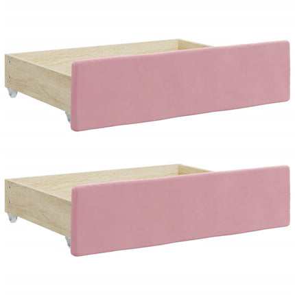 daybed med udtræk og skuffer 100x200 cm velour lyserød