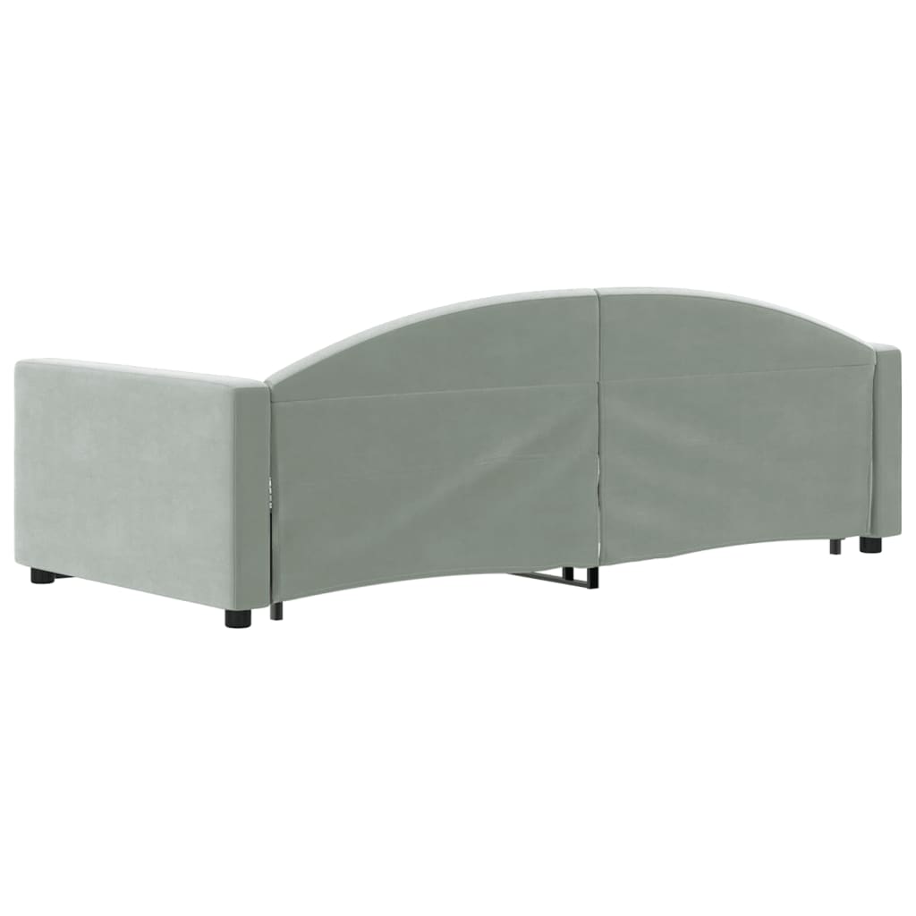 daybed med udtræk og skuffer 90x190 cm velour lysegrå