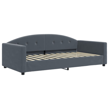 daybed med udtræk og skuffer 100x200 cm velour mørkegrå