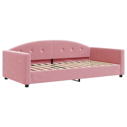 daybed med udtræk og skuffer 100x200 cm velour lyserød