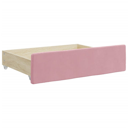 daybed med udtræk og skuffer 100x200 cm velour lyserød