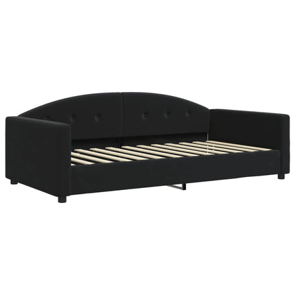daybed med udtræk og skuffer 100x200 cm velour sort