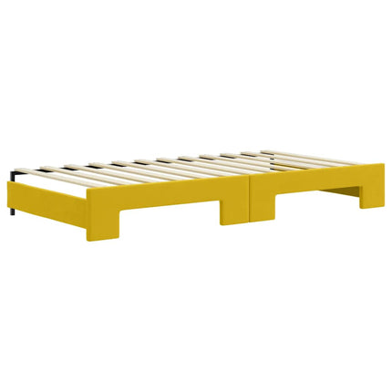 daybed med udtræk og skuffer 100x200 cm velour gul