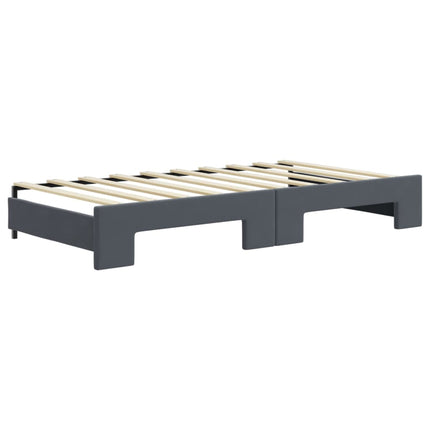 daybed med udtræk og skuffer 90x190 cm velour mørkegrå