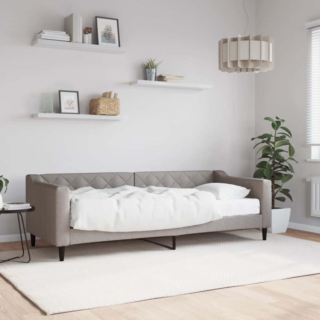 daybed med madras 80x200 cm stof gråbrun billede