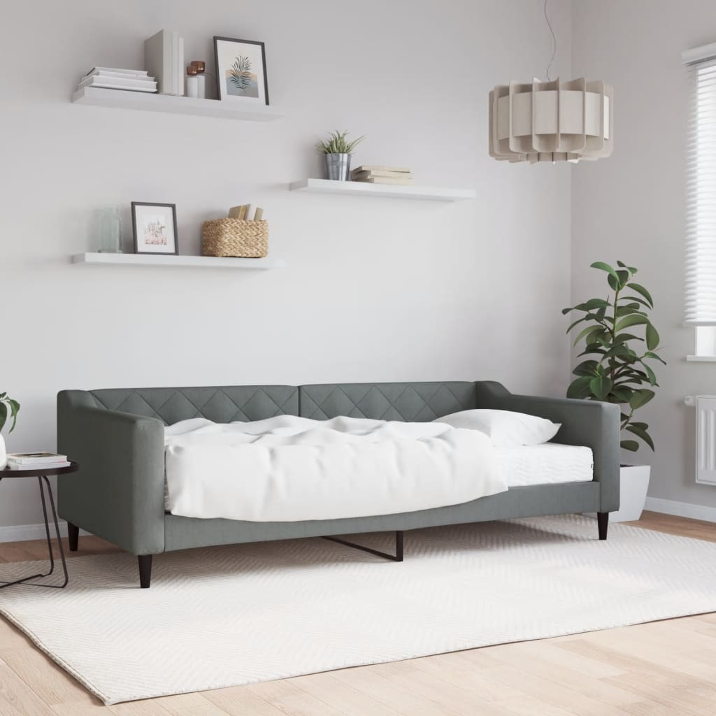 daybed med madras 90x200 cm stof mørkegrå