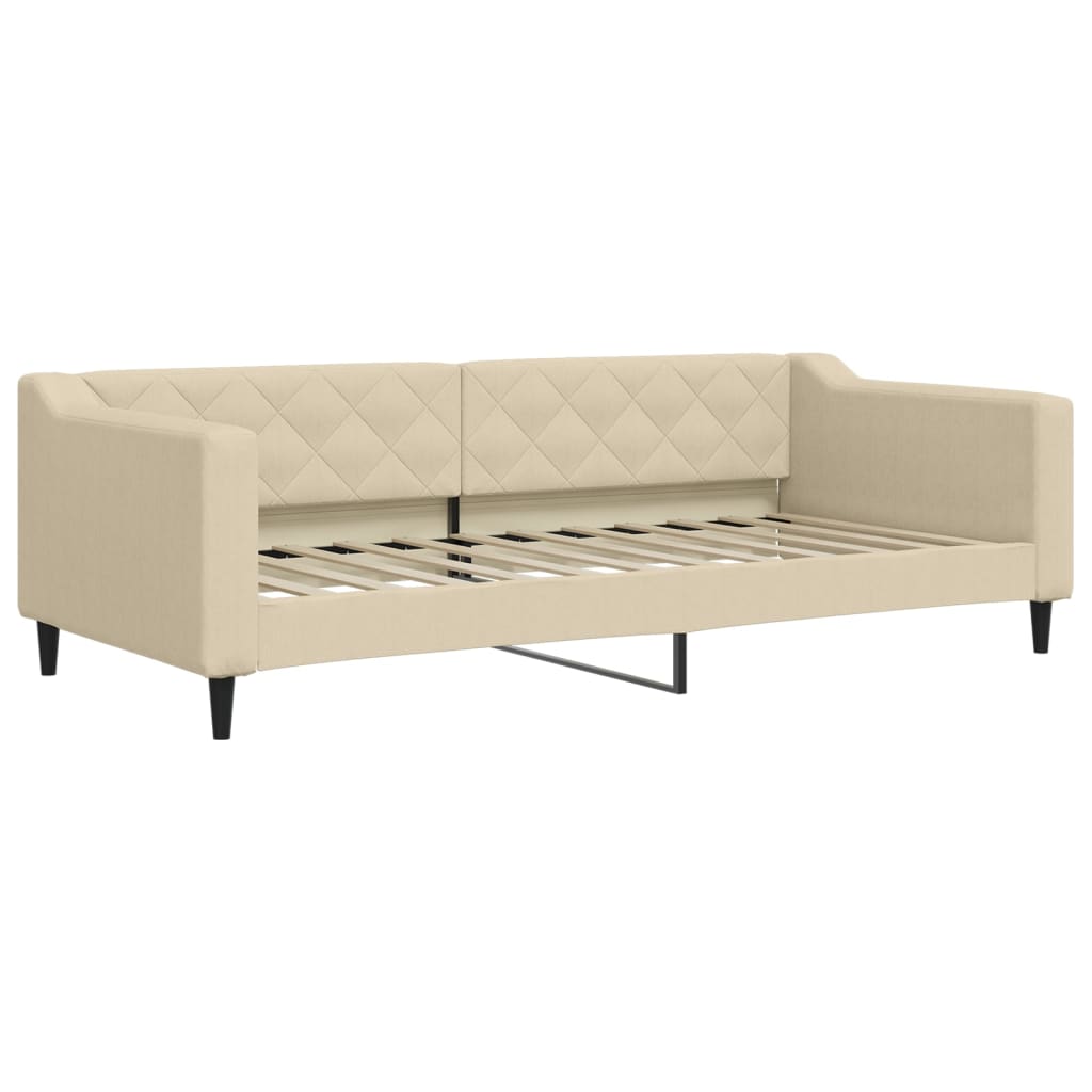 daybed med madras 90x200 cm stof cremefarvet