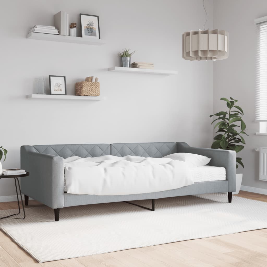 daybed med madras 100x200 cm stof lysegrå