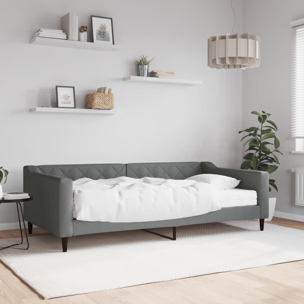daybed med madras 100x200 cm stof mørkegrå