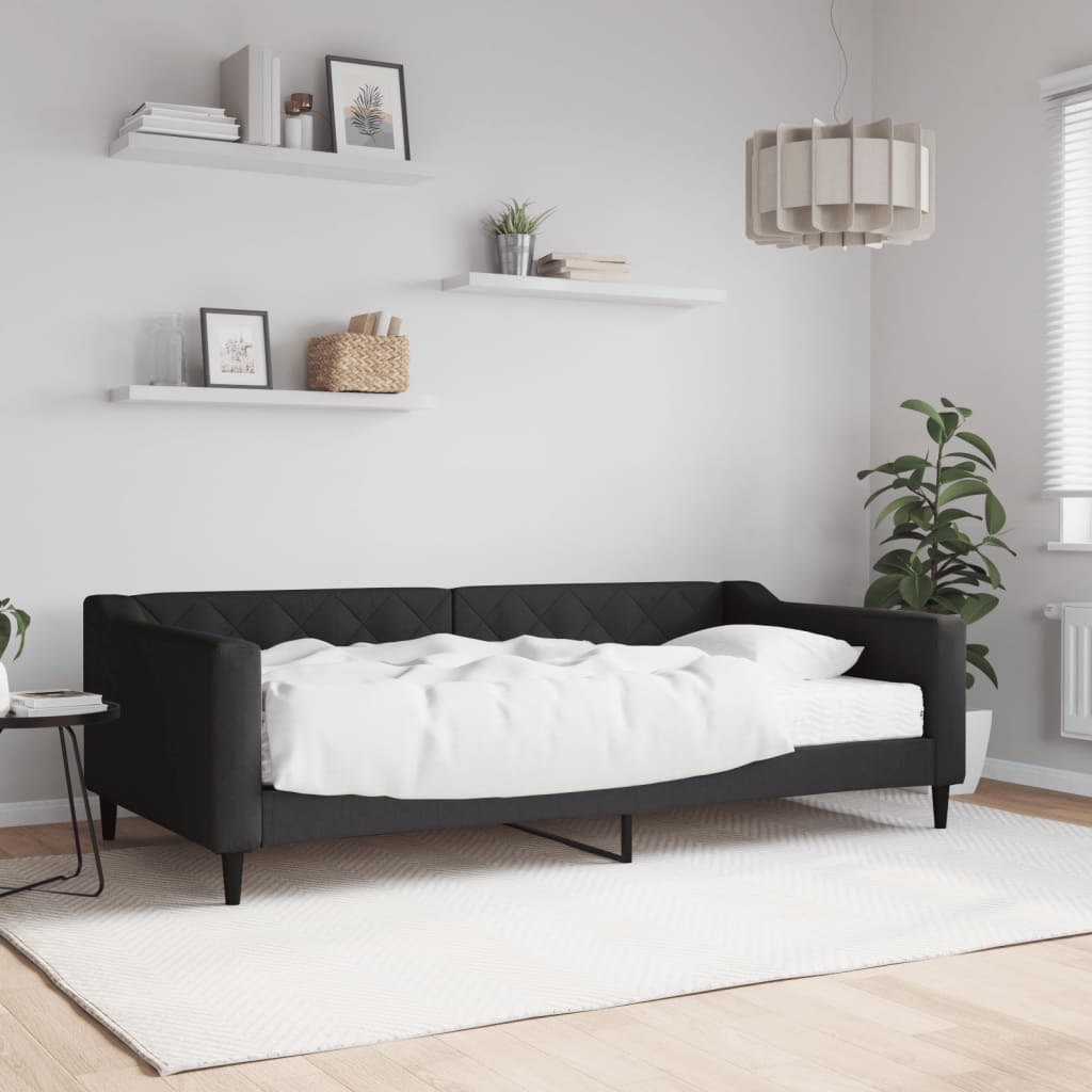 daybed med madras 100x200 cm stof sort