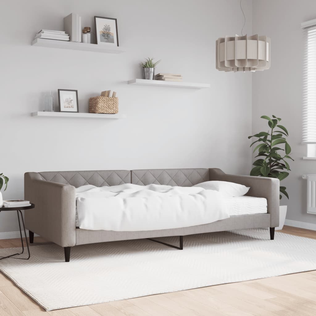 daybed med madras 100x200 cm stof gråbrun