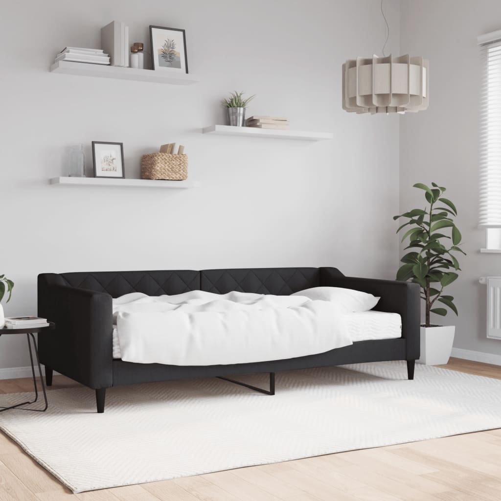daybed med madras 90x190 cm stof sort