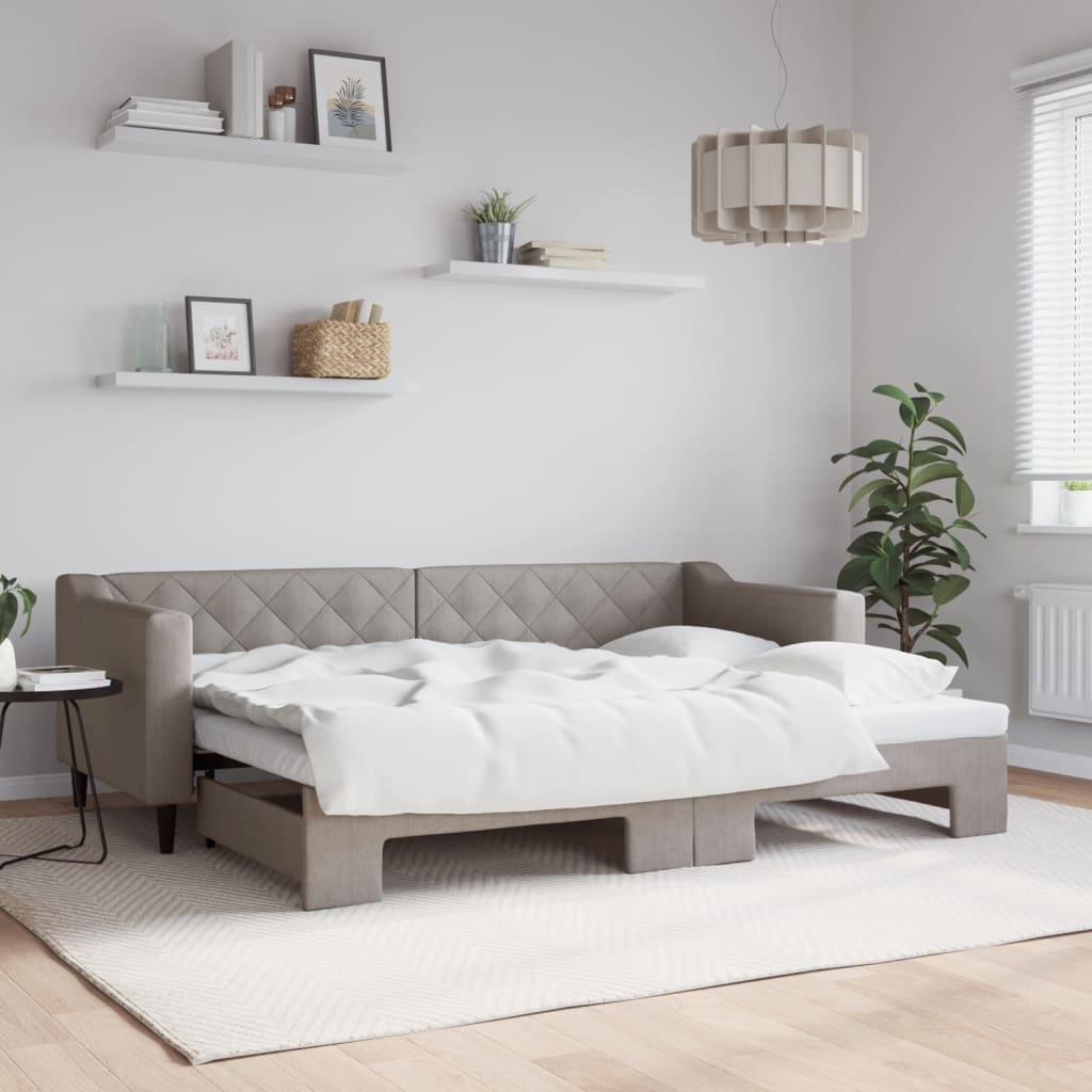 Daybed med udtræk 80×200 cm - stof i gråbrun