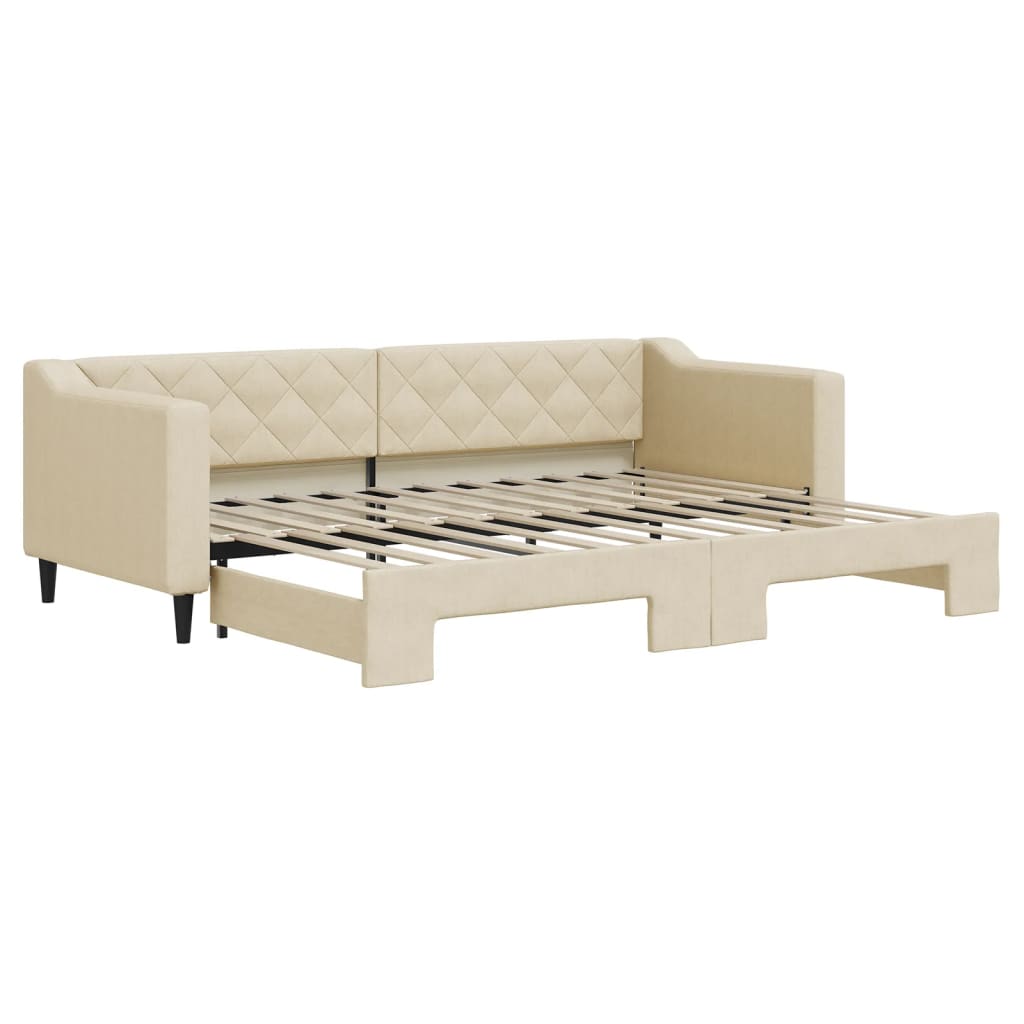 daybed med udtræk 80x200 cm stof cremefarvet