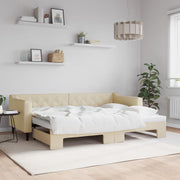 daybed med udtræk 80x200 cm stof cremefarvet