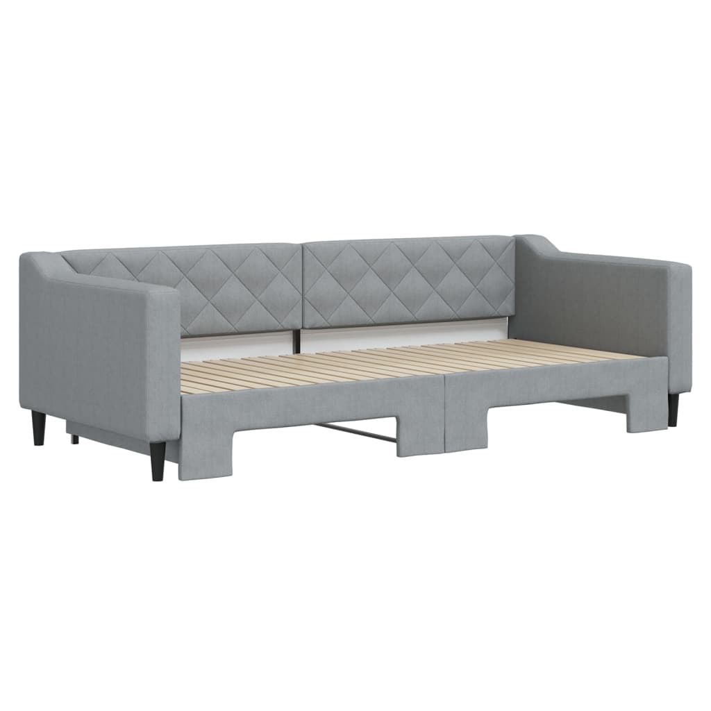 daybed med udtræk 90x200 cm stof lysegrå
