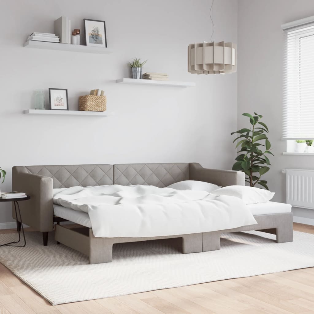 daybed med udtræk 90x200 cm stof gråbrun
