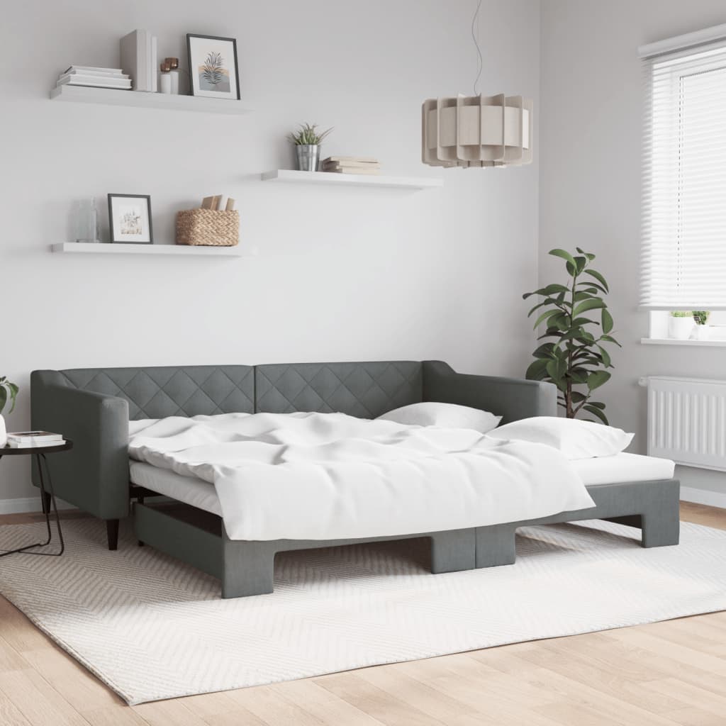 daybed med udtræk 100x200 cm stof mørkegrå