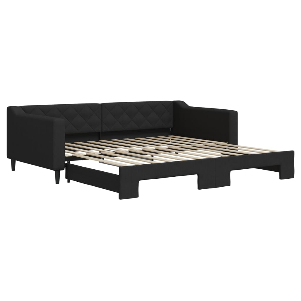daybed med udtræk 100x200 cm stof sort