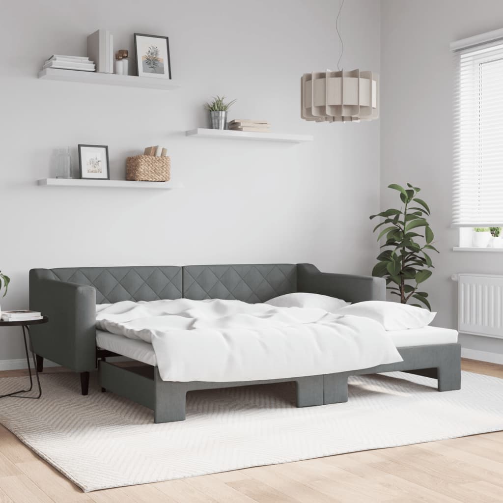 daybed med udtræk 90x190 cm stof mørkegrå