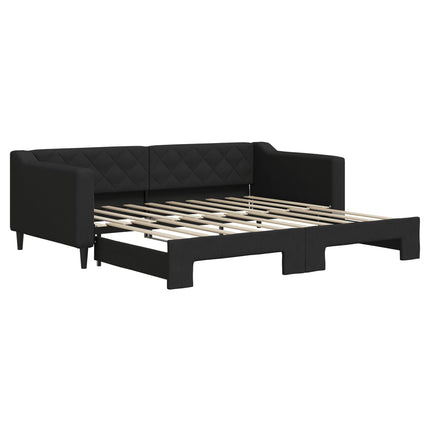 daybed med udtræk 90x190 cm stof sort