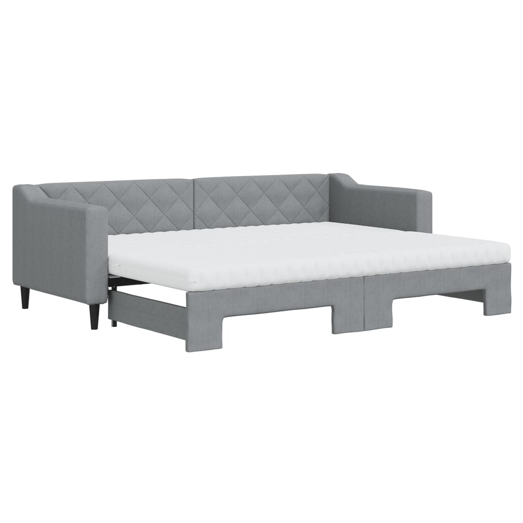 daybed med udtræk og madras 80x200 cm stof lysegrå