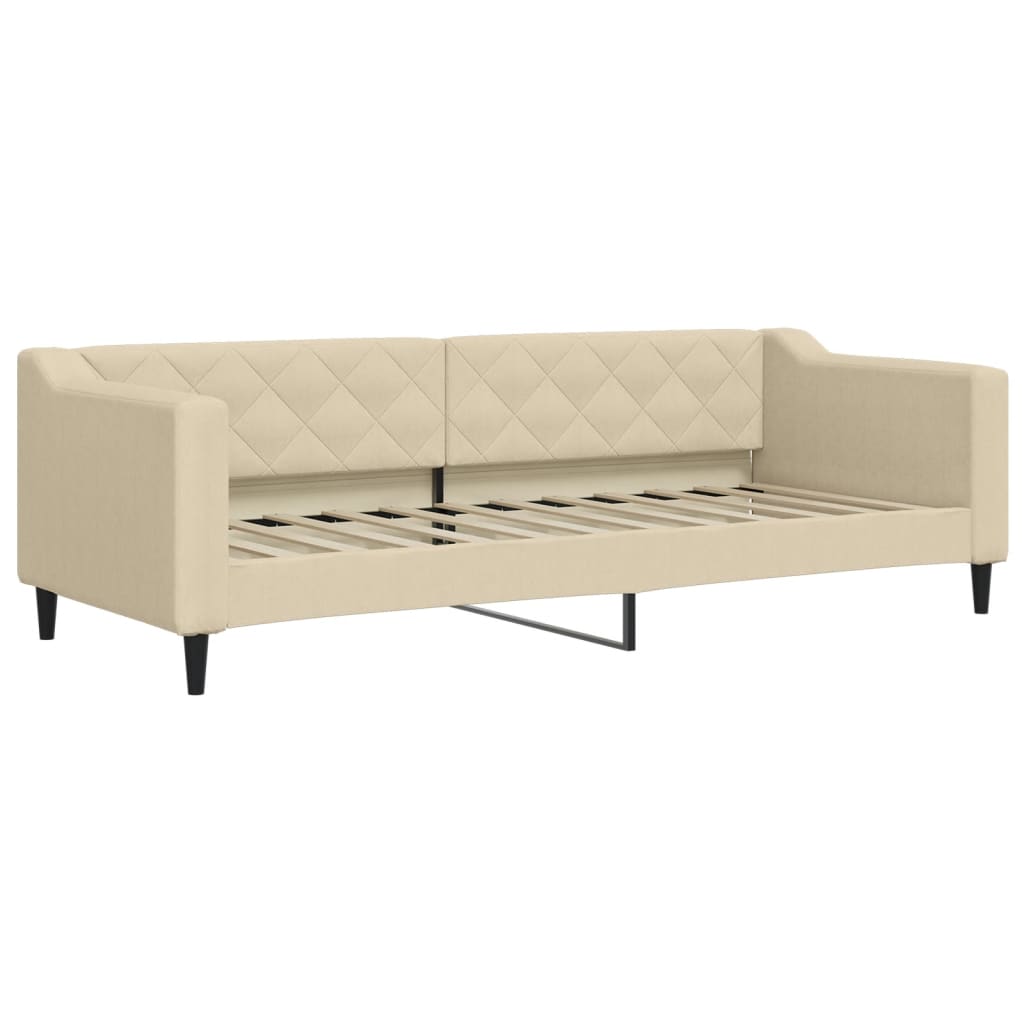 daybed med udtræk og madras 80x200 cm stof cremefarvet