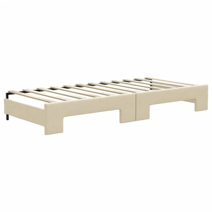 daybed med udtræk og madras 80x200 cm stof cremefarvet