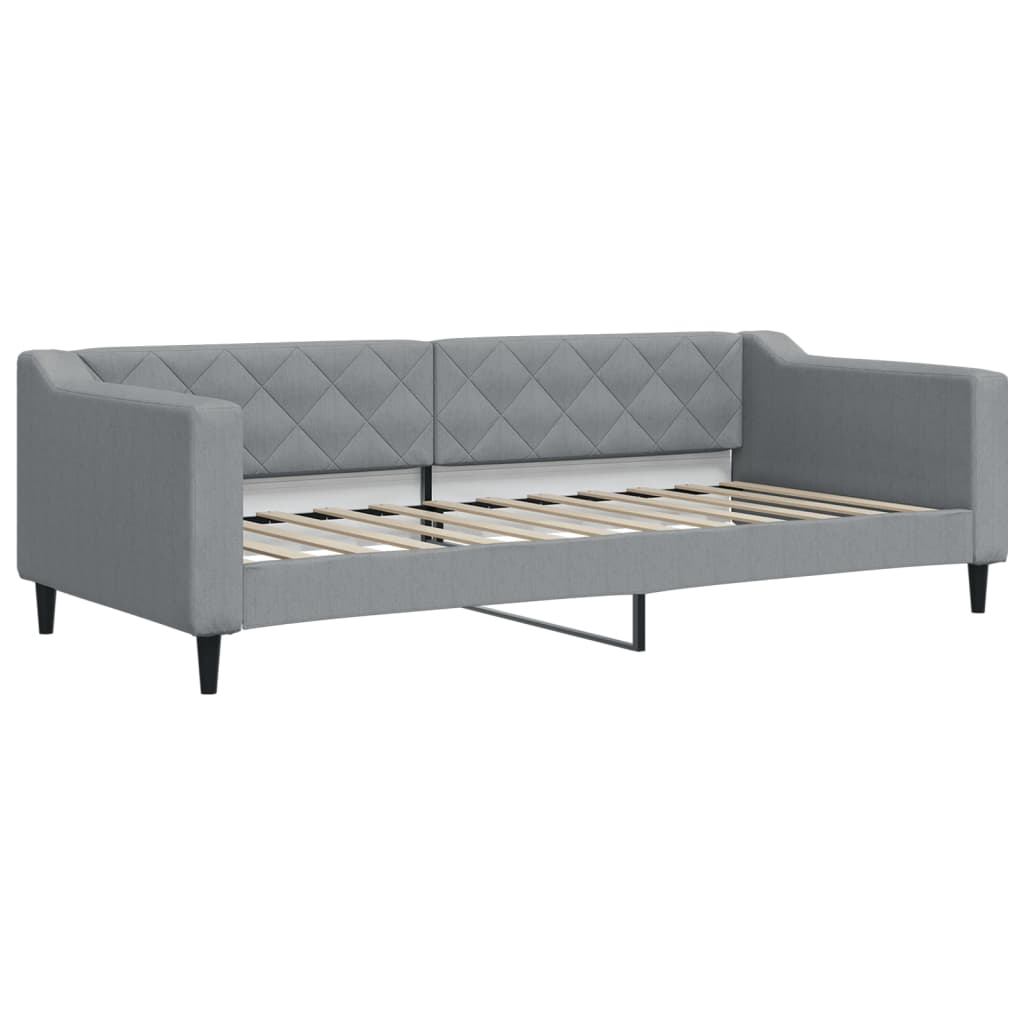 daybed med udtræk og madras 90x200 cm stof lysegrå