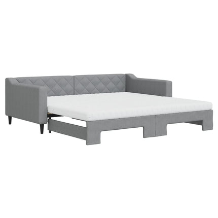daybed med udtræk og madras 100x200 cm stof lysegrå