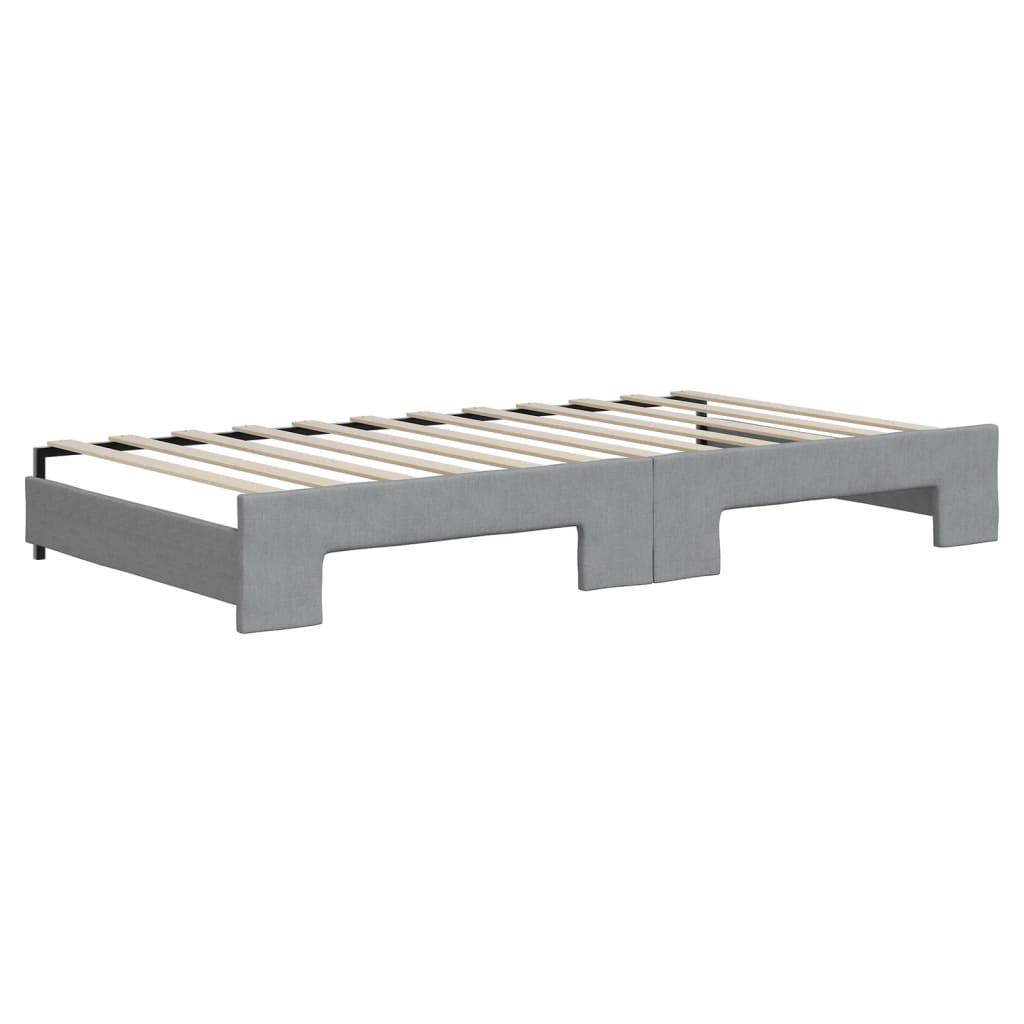 daybed med udtræk og madras 100x200 cm stof lysegrå