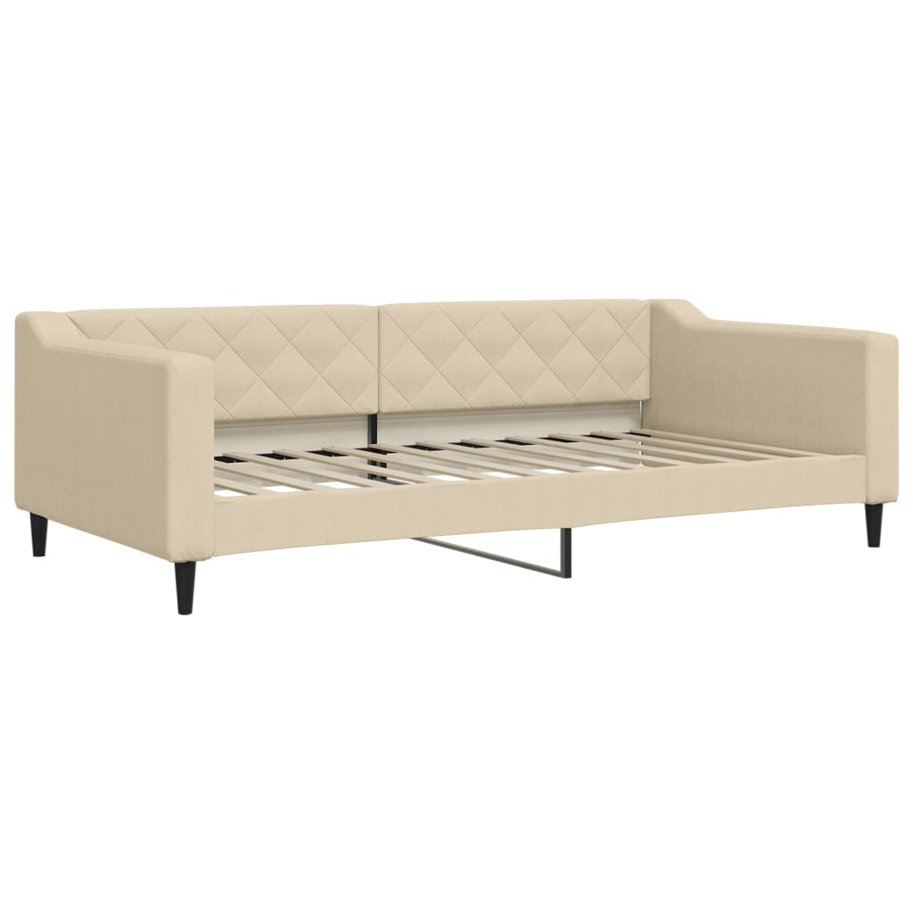daybed med udtræk og madras 100x200 cm stof cremefarvet