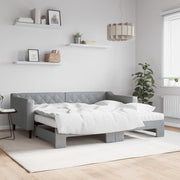 daybed med udtræk og madras 90x190 cm stof lysegrå