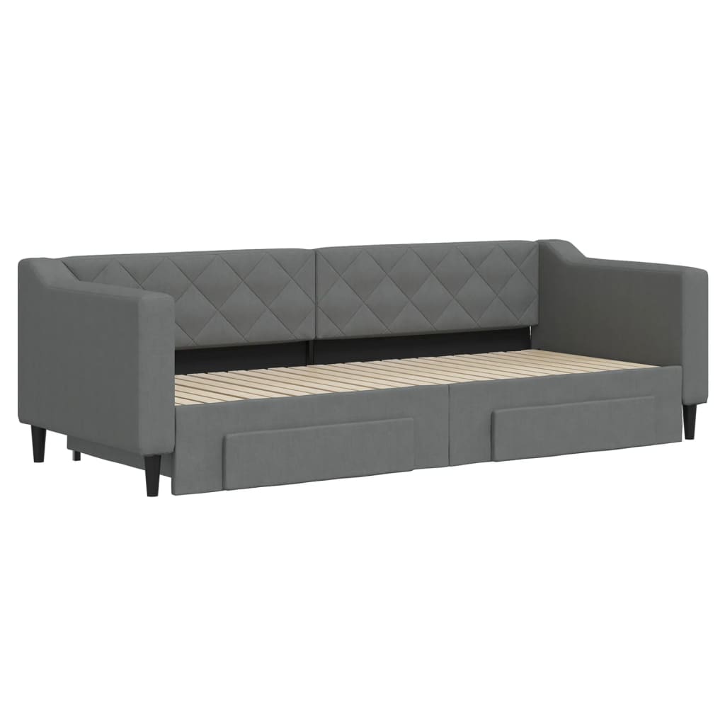 daybed med udtræk og skuffer 80x200 cm stof mørkegrå
