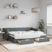 daybed med udtræk og skuffer 80x200 cm stof mørkegrå