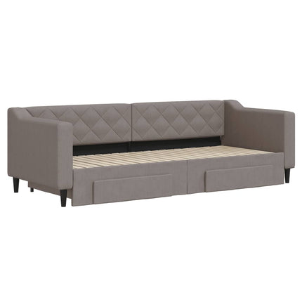 daybed med udtræk og skuffer 80x200 cm stof gråbrun