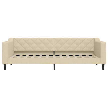 daybed med udtræk og skuffer 80x200 cm stof cremefarvet