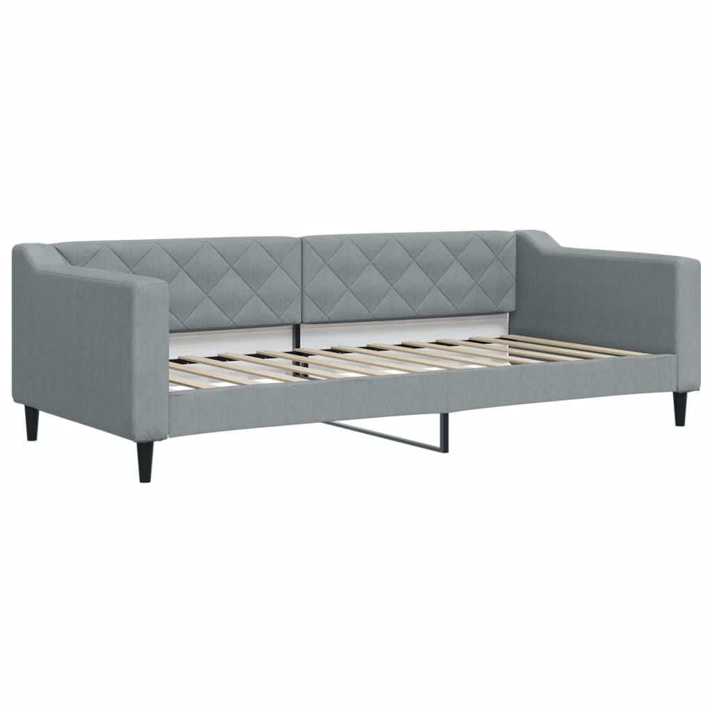 daybed med udtræk og skuffer 90x200 cm stof lysegrå