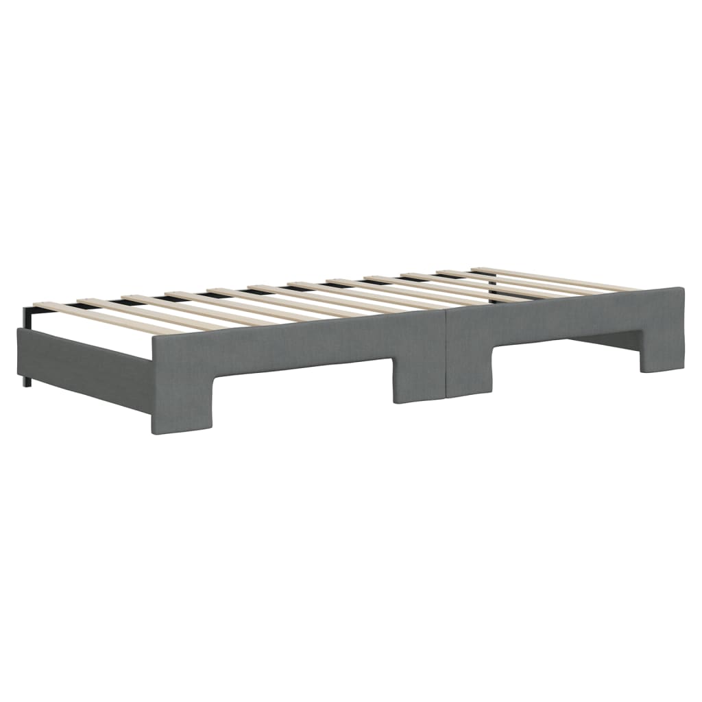 daybed med udtræk og skuffer 90x200 cm stof mørkegrå