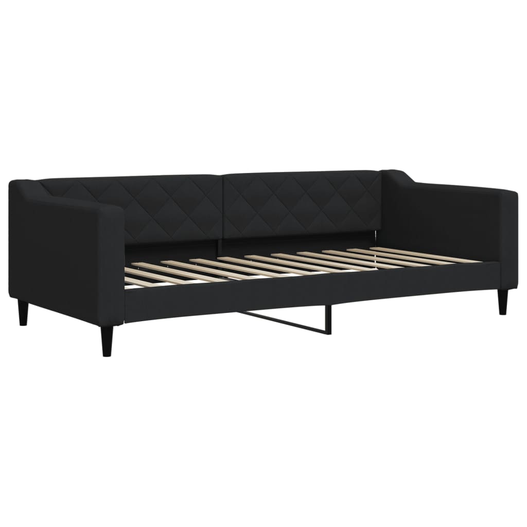 daybed med udtræk og skuffer 80x200 cm stof sort