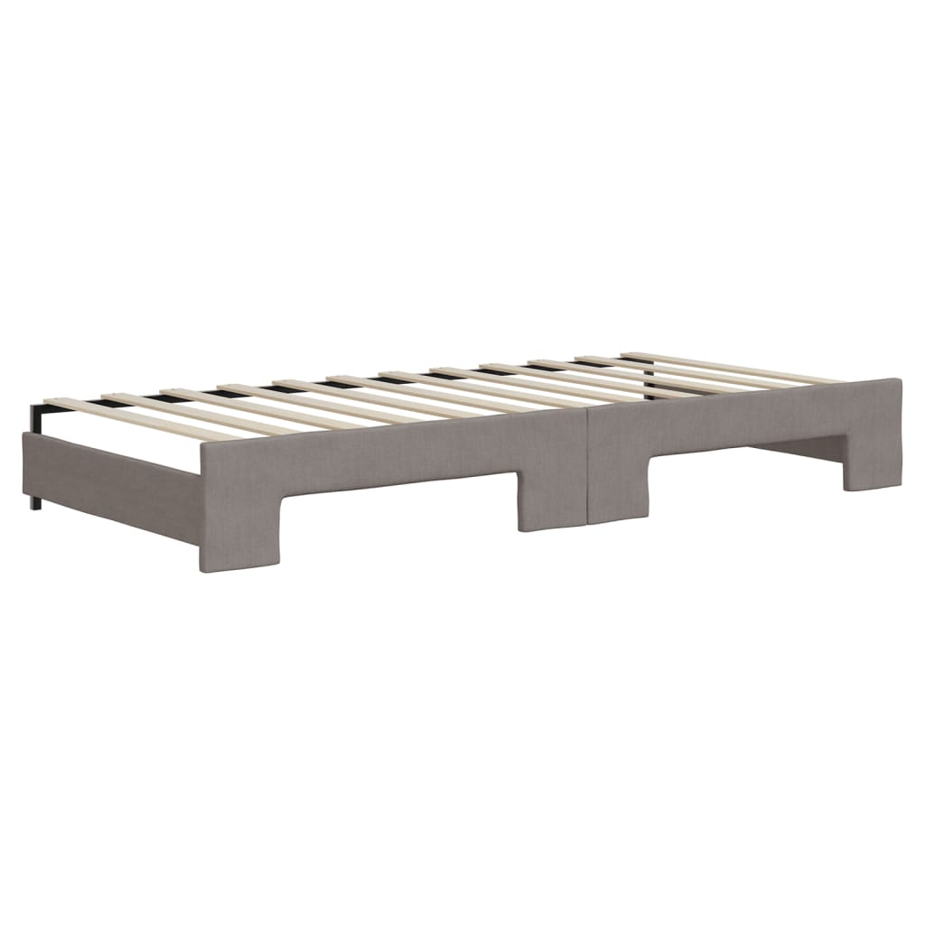 daybed med udtræk og skuffer 90x200 cm stof gråbrun