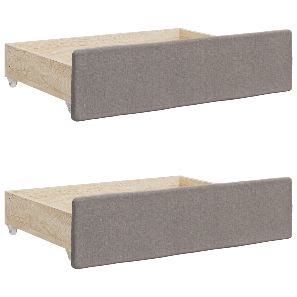 daybed med udtræk og skuffer 90x200 cm stof gråbrun