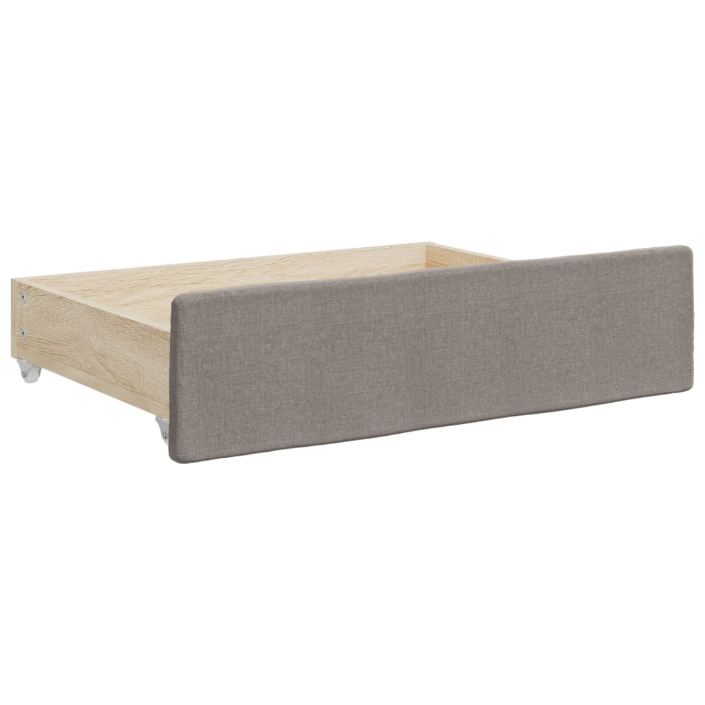 daybed med udtræk og skuffer 90x200 cm stof gråbrun